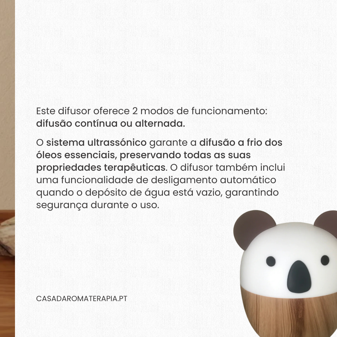 Difusor Ultrassónico para Óleos Essenciais | Infantil Panda Woofie