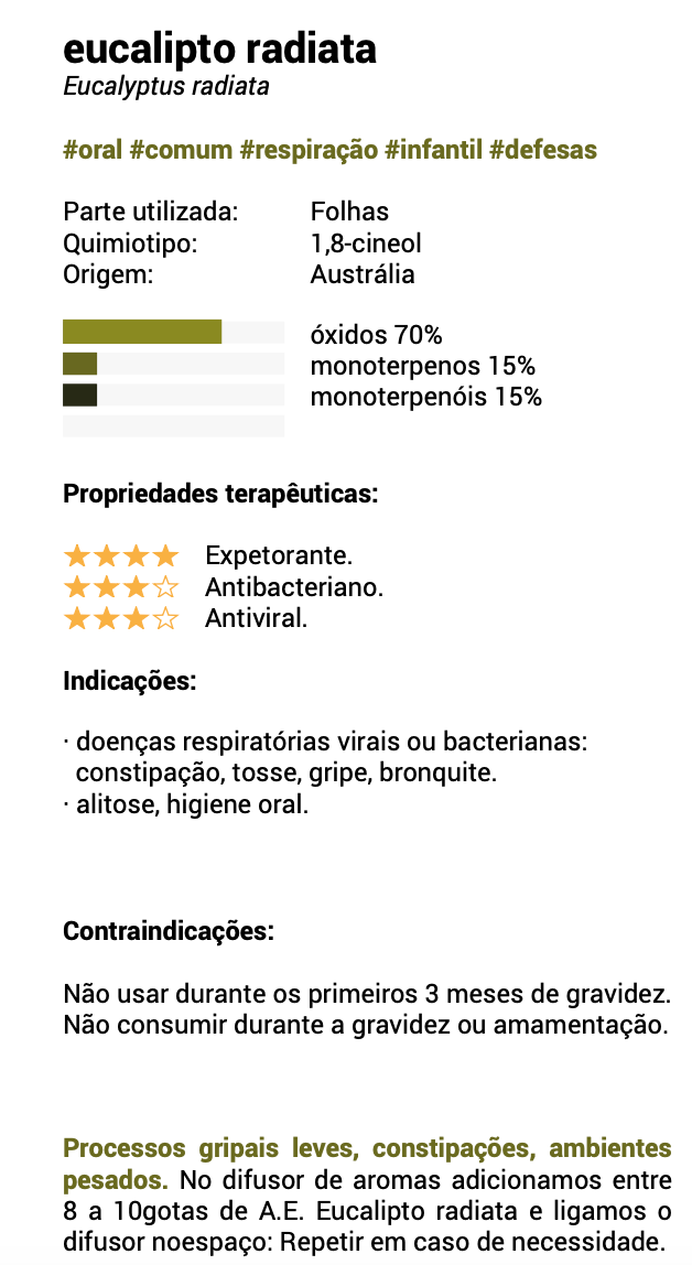 Óleo Essencial Eucalipto bio  | Eucalyptus radiata