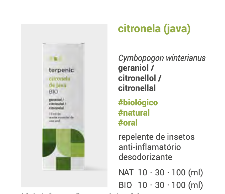 Óleo Essencial Citronela Java 10ml 🌿 bio | Cymbopogon winterianus