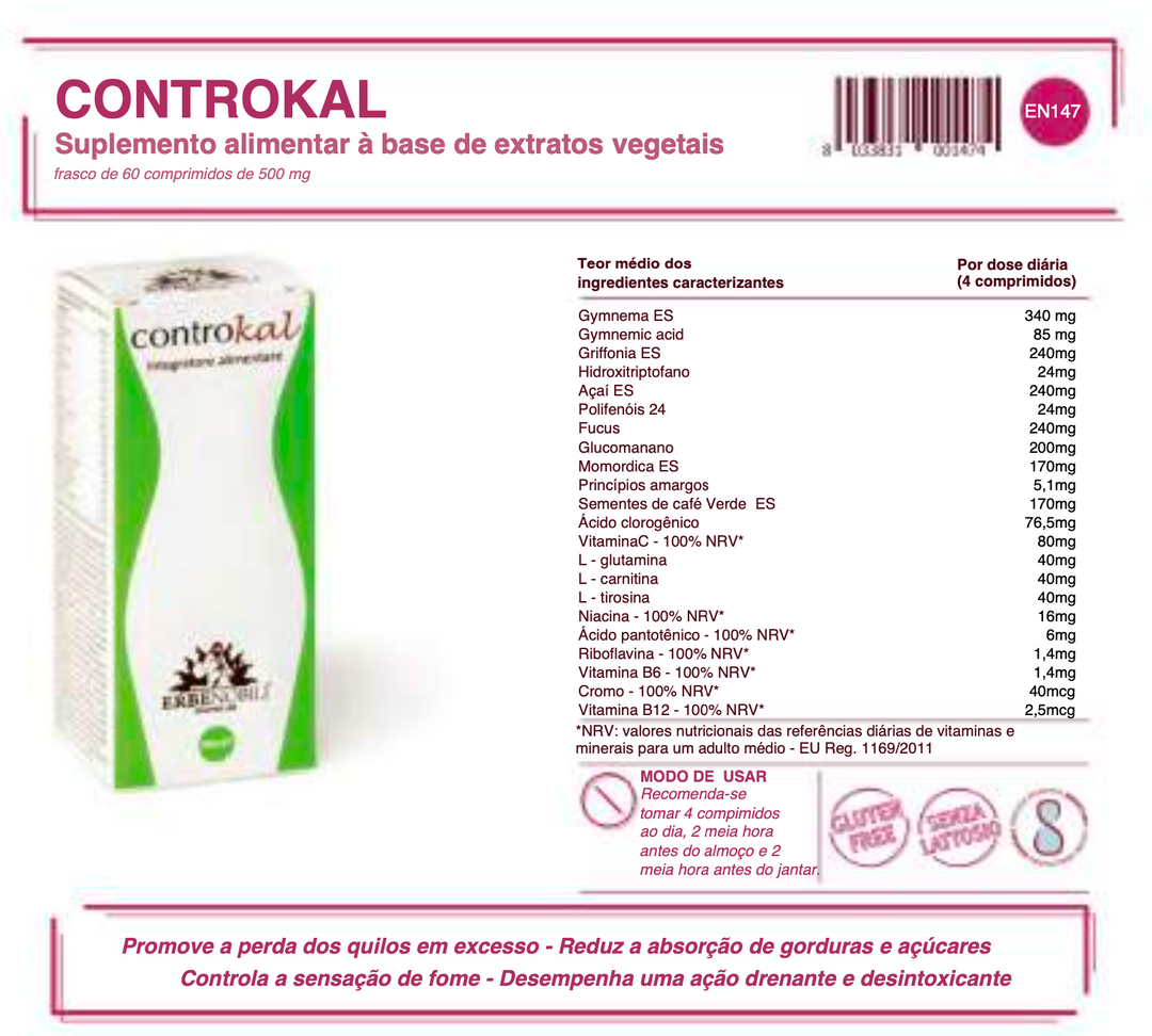 Suplemento Natural - Controlo Peso | CONTROKAL 60cps ***