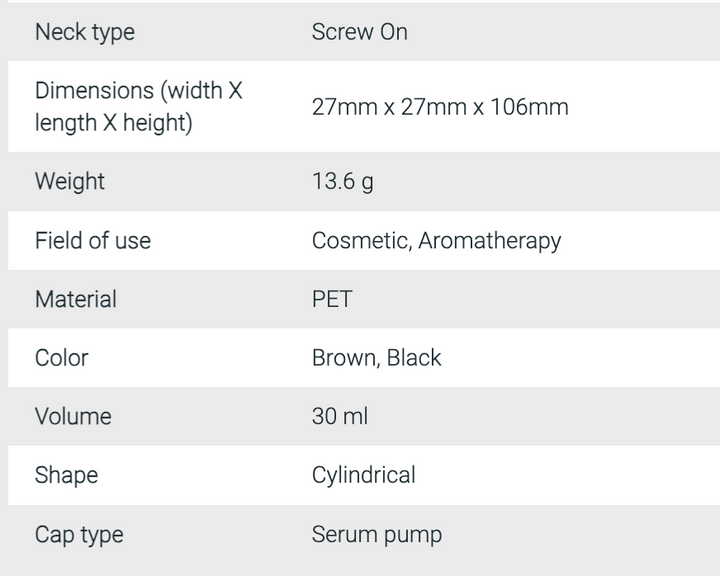 Frasco creme PET | Ambar pump 30ml