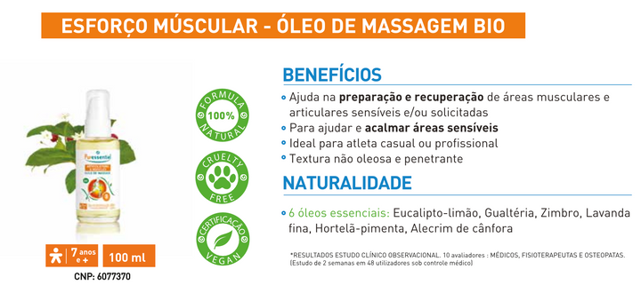 Esforço Muscular Óleo de Massagem Bio 100ml