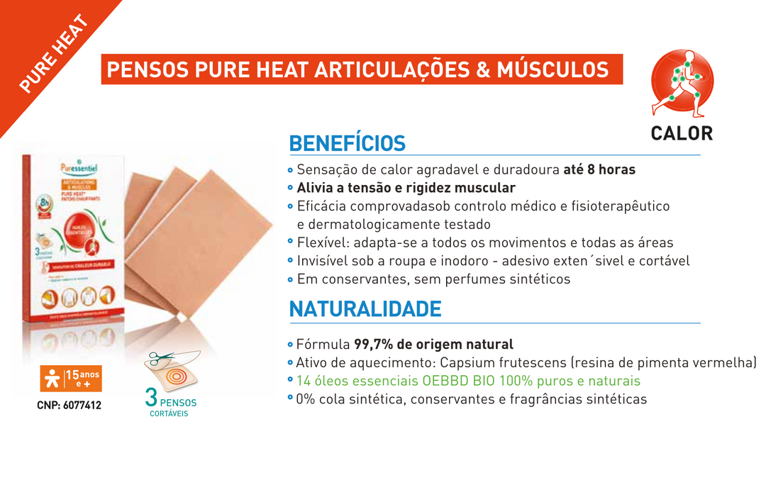 Articulações & Músculos Pensos Térmicos PureHeat – 3 Pensos