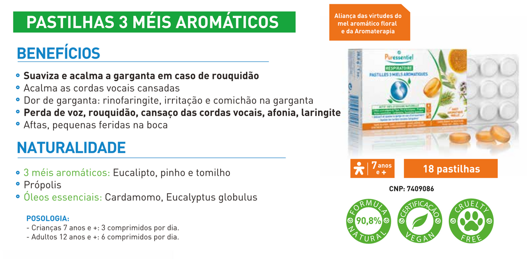 Pastilhas Aromáticas com 3 Mel – 18 Unidades