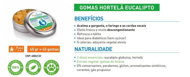 Gomas Hortelã Eucalipto 45g