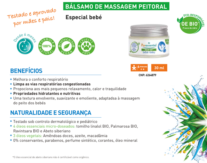 Bálsamo de Massagem Peitoral Bebé 30ml (6 meses+)