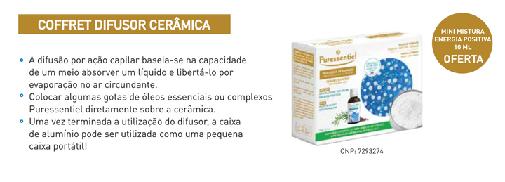 Difusor de Cerâmica + Mistura Energia Positiva 10ml -20%