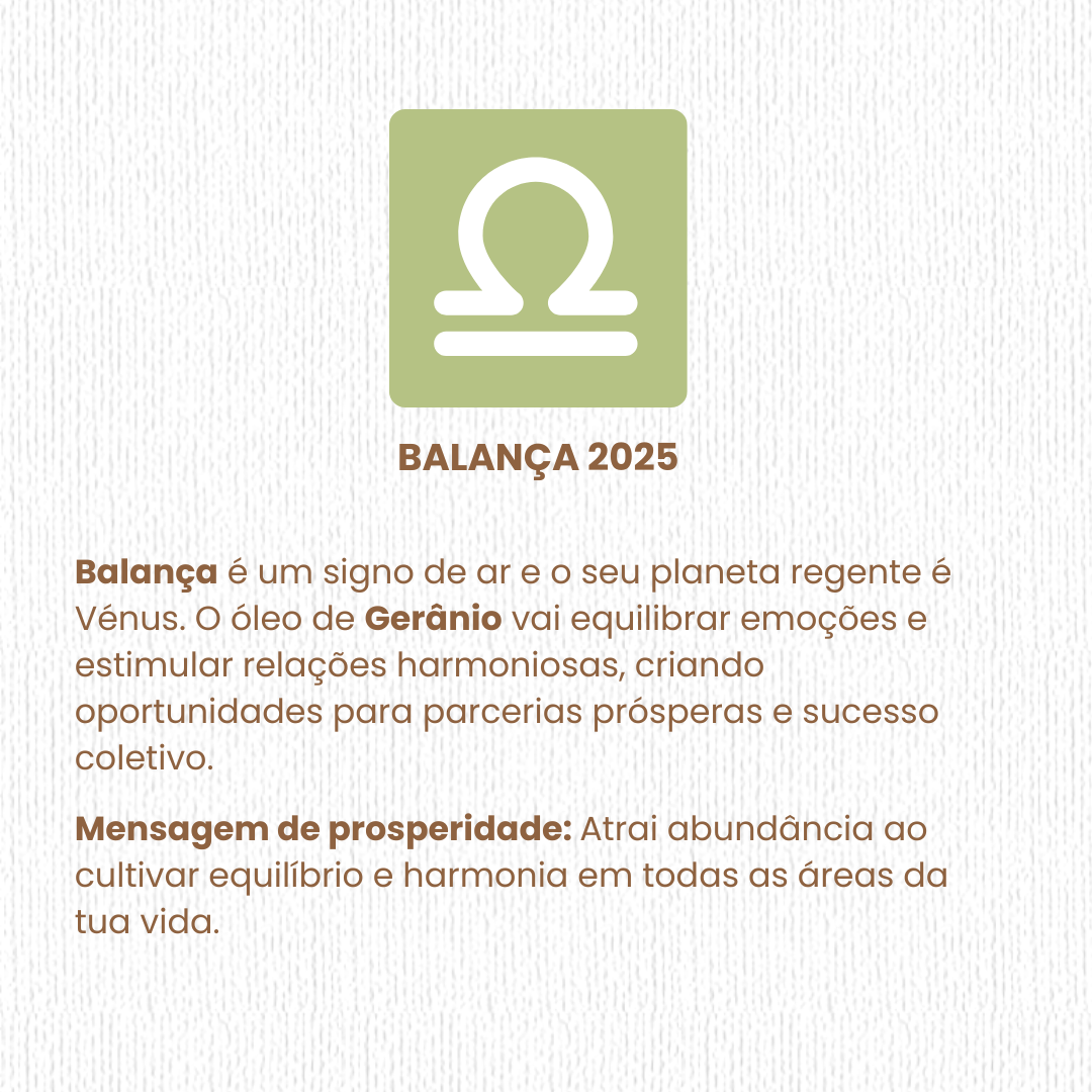 ♎ Balança (Libra) 2025 Óleo essencial: Gerânio