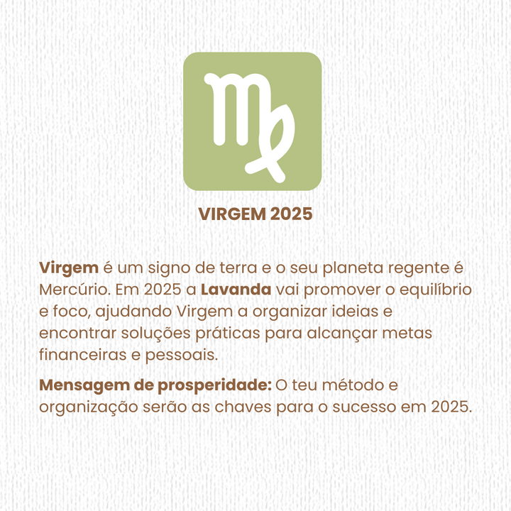 ♍ Virgem (Virgo) 2025 Óleo essencial: Lavanda